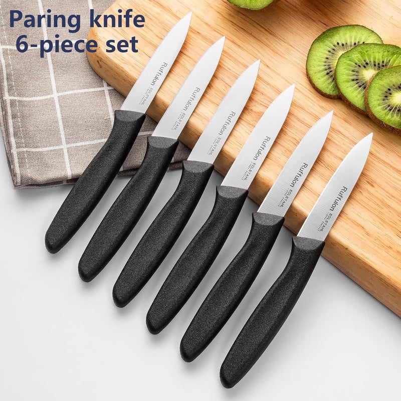 Ruffulon Paring Knife Fruit Knife Set (6 Pieces), Ultra Sharp Stainless Steel Vegetable and Fruit Knife with PP Plastic Ergonomic Handle for Cutting Fruits and Vegetables. - Image 4